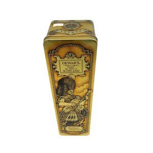 Dewars White Label Scotch Whisky Tin Gold Scottish Piper Vintage